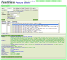 FeatView's results after searching for genomic features with the name "At1g01010". The Arabidopsis thaliana genome from TAIR version 9 is selected and the feature type "CDS" is selected.